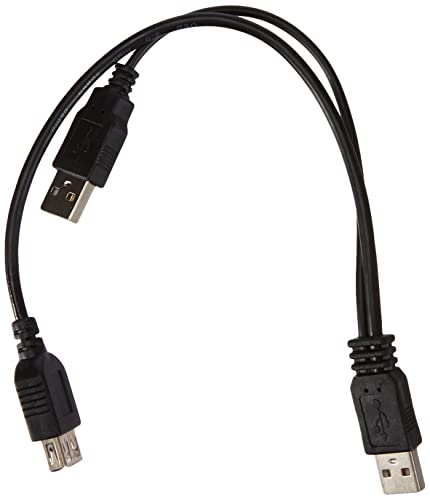 PremiumCord USB 2.0 Stromversorgung Y-Kabel, USB A Buchse auf 2X A Stecker, Farbe schwarz, Länge 0,4m + 0,5m von PremiumCord
