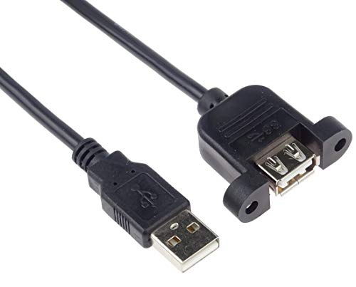 PremiumCord USB 2.0 Verlängerungskabel mit Schraubanschluss, schwarz, Länge: 2m von PremiumCord