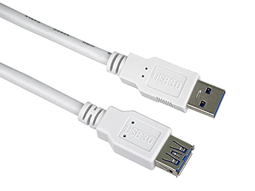 PremiumCord USB 3.0 Verlängerungskabel, Datenkabel SuperSpeed bis zu 5Gbit/S, Ladekabel, USB 3.0 Typ A Buchse auf Stecker, 9Pin, 3x geschirmt, Farbe Weiß, Länge 3m PremiumCord USB 3.0 Verlängerungskabel, Datenkabel SuperSpeed bis zu 5Gbit/S, Ladekabel, USB 3.0 Typ A Buchse auf Stecker, 9Pin, 3x geschirmt, Farbe Weiß, Länge 3m von PremiumCord