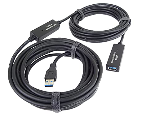 PremiumCord USB 3.0 Verlängerungskabel mit Repeater 20m, Datenkabel SuperSpeed bis zu 5Gbit/s, Ladekabel, USB 3.0 Typ A Buchse auf Stecker, Farbe schwarz, Länge 20m ku3rep20 von PremiumCord
