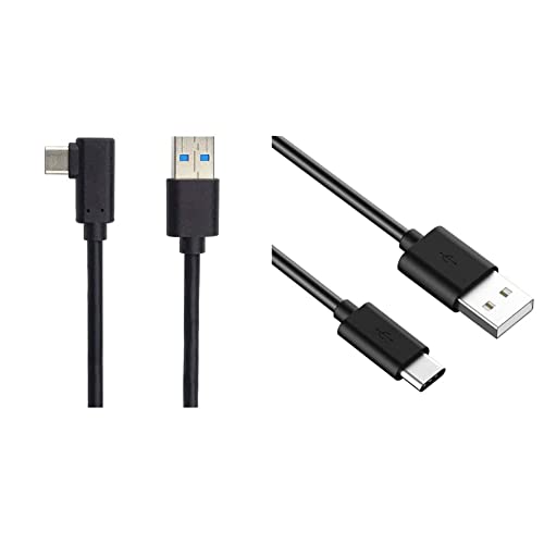 PremiumCord USB-C 90° auf USB 3.0 Verbindungskabel 0,5m, Schwarz, 0,5m & USB-C auf USB 2.0 Verbindungskabel 0,5m, Schnellladung bis zu 3A, Ladekabel und Datenkabel, schwarz, 0,5m von PremiumCord