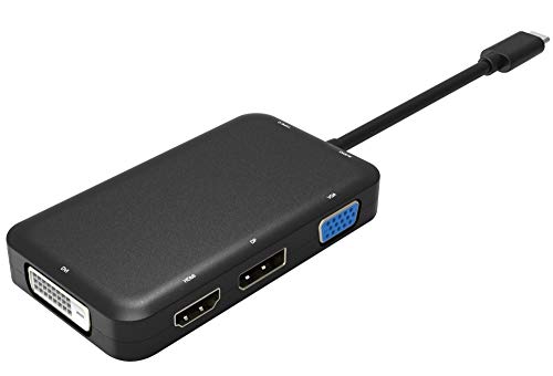 PremiumCord USB-C Dock mit 4K HDMI, DisplayPort, DVI, VGA, Kompatibel mit Video 4K@60Hz 2160p, Full HD 1080p, USB 3.1 Typ C, Farbe schwarz, Aluminiumgehäuse, Länge 20cm von PremiumCord