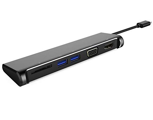 PremiumCord USB-C Dock mit 4K HDMI, VGA, 2X USB 3.0, SD, PD, Kompatibel mit Video 4K 2160p, Full HD 1080p, USB 3.1 Typ C, Farbe schwarz, Aluminiumgehäuse, Länge 20cm PremiumCord USB-C Dock mit 4K HDMI, VGA, 2X USB 3.0, SD, PD, Kompatibel mit Video 4K 2160p, Full HD 1080p, USB 3.1 Typ C, Farbe schwarz, Aluminiumgehäuse, Länge 20cm von PremiumCord