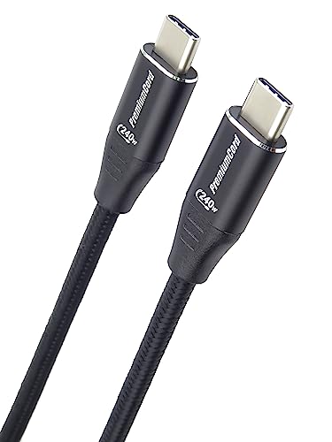 PremiumCord USB-C Verbindungskabel, Ladenkabel bis zu 240W/5A/48V, Datenkabel bis zu 480Mbit/s, USB Typ C Stecker, Geflochtenes Kabel, Farbe schwarz, Länge 1,5 m von PremiumCord