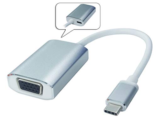 PremiumCord USB-C auf VGA Adapter, Aluminiumgehäuse, USB 3.1 Typ C Stecker auf VGA Buchse, Auflösung Full HD 1080p 60Hz, Farbe Silber von PremiumCord