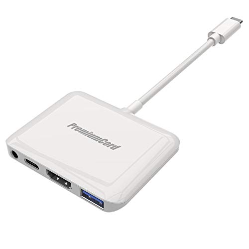 PremiumCord USB-C zu HDMI 2.0 Konverter + USB 3.0 + Audio + PD, Auflösung 4K UHD 2160p 60Hz, Full HD 1080p, weiß von PremiumCord