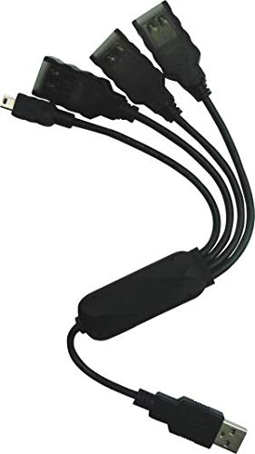 PremiumCord USB Hub 4 Port, Schwarzes Kabel, USB 2.0 High Speed, bis zu 480 Mbit/S von PremiumCord