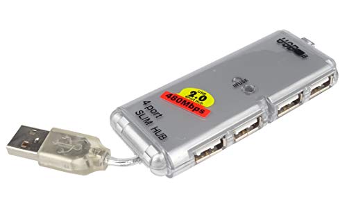 PremiumCord USB Hub 4 Port ohne Stromversorgung, integriertes Kabel, USB 2.0 high Speed, bis zu 480 Mbit/s, ku2hub4ws von PremiumCord