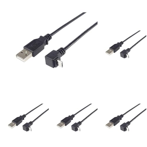 PremiumCord USB - Micro USB 2.0 High Speed Datenkabel, 5Pins, AWG28, Farbe schwarz, Länge 1,8m (Packung mit 5) von PremiumCord