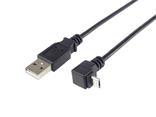 PremiumCord USB - Micro USB 90° Verbindungskabel 1m, USB A Stecker auf Micro B Stecker 90° abgewinkelt, USB 2.0 High Speed Datenkabel, 5Pins, AWG28, Farbe schwarz, Länge 1m, ku2m1f-90 von PremiumCord