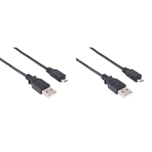 PremiumCord USB - Micro USB Verbindungskabel 20cm, USB A Stecker auf Micro B Stecker, USB 2.0 High Speed Datenkabel, 5Pins, 2X geschirmt, AWG28, Farbe schwarz, Länge 20cm (Packung mit 2) von PremiumCord