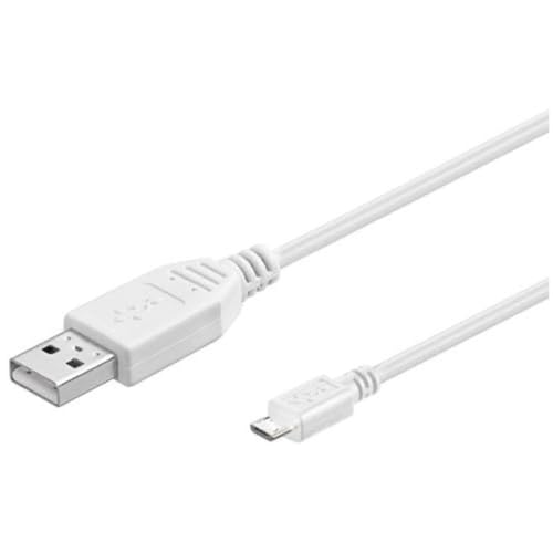 PremiumCord USB - Micro USB Verbindungskabel 3m, USB A Stecker auf Micro B Stecker, USB 2.0 High Speed Datenkabel, 5Pins, 2x geschirmt, AWG28, Farbe Weiß, Länge 3m von PremiumCord