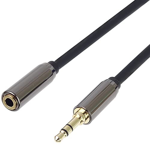 PremiumCord Verlängerung HQ-Klinkenkabel 3,5mm, Klinkenstecker 3,5mm, StereoJack Stecker auf Buchse, Aux Headset Audio Verlängerungskabel, Geschirmt, Metallverbinder, M/F, Länge 1,5 m von PremiumCord