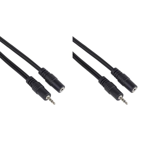 PremiumCord Verlängerung Klinkenkabel 2,5 mm, Länge 3 m, Buchse 2,5 mm Steckdose, AUX-Headset-Audio-Verlängerungskabel, geschützt, Farbe schwarz (Packung mit 2) von PremiumCord