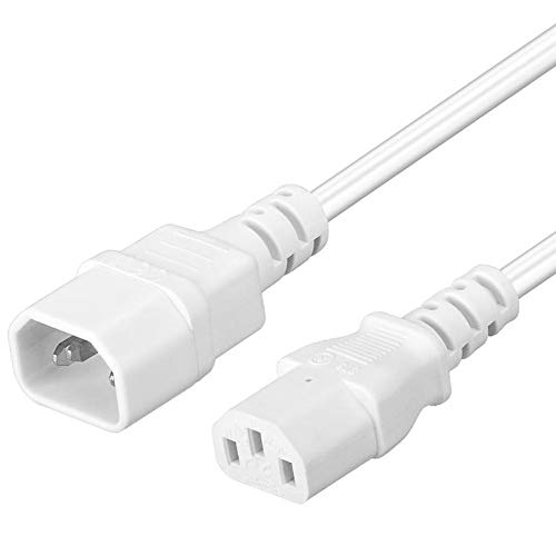 PremiumCord kps1w Kaltgeräteverlängerung für PC 230V 1m, Verlängerungskabel IEC 320, Buchse auf Stecker, IEC 320 C13 auf C14, Stromkabel, Farbe weiß von PremiumCord