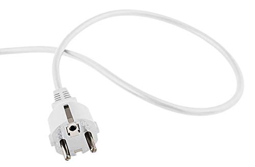 PremiumCord kpsft2w Netzkabel 230V 2m, CEE 44384 Schuko Stecker abgewinkelt zu offenem Kabelende, 3 Kabelenden freigelegt, Farbe weiß von PremiumCord