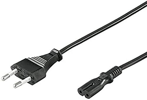 PremiumCord kpspm Netzkabel 230V 2m, Stromkabel mit EurosteckeraufEuroDoppelbuchseC72Polig,IEC320,gerade,Farbeschwarz von PremiumCord