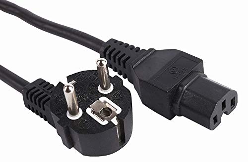 PremiumCord kpsps2 Netzkabel 230V 2m, Stromkabel mit Schutzkontakt gewinkelt auf Warmgerätebuchse C15, IEC 320, PC Netzkabel 3 Polig, Farbe schwarz von PremiumCord