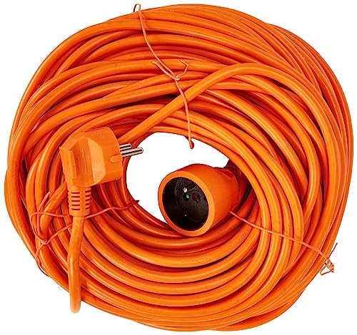 PremiumCord ppe2-40 Verlängerungskabel 230V 40m mit Kindersicherung, Stromkabel, Netzkabel, Schuko-Verlängerung, Buchse auf Stecker Typ F, Farbe Orange von PremiumCord