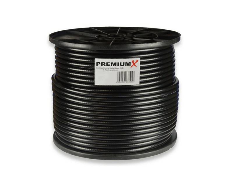 PremiumX 100m BASIC Koaxialkabel schwarz 135dB 4-fach CCS SAT Kabel TV-Kabel von PremiumX