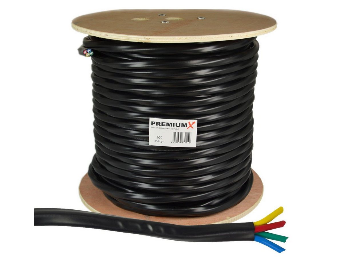 PremiumX 100m Basic PRO Quattro Koaxial SAT Kabel 90dB 2-Fach Schwarz TV-Kabel PremiumX 100m Basic PRO Quattro Koaxial SAT Kabel 90dB 2-Fach Schwarz TV-Kabel von PremiumX