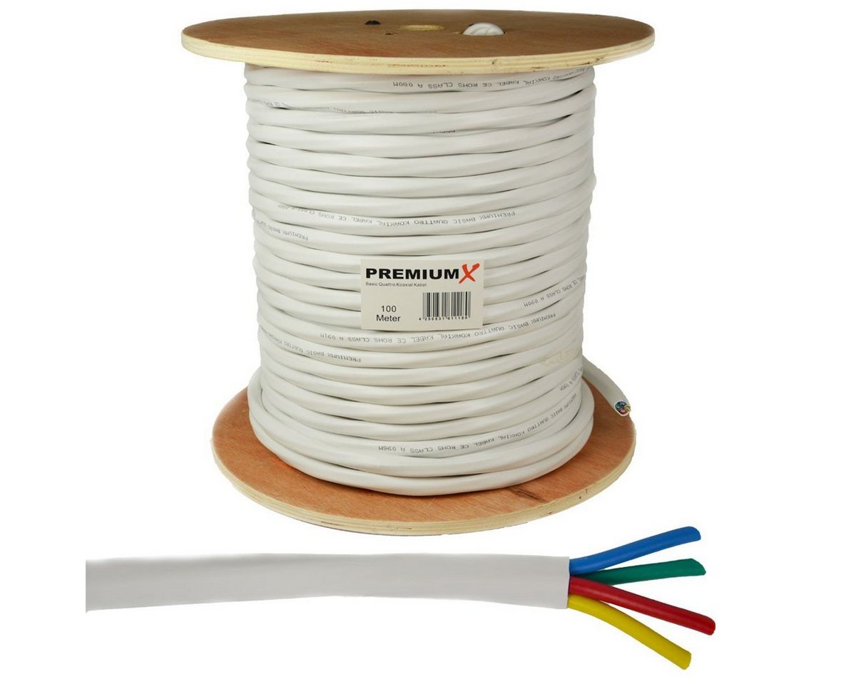 PremiumX 100m Basic Quattro Koaxial SAT Kabel 90dB 2-Fach geschirmt Weiß TV-Kabel PremiumX 100m Basic Quattro Koaxial SAT Kabel 90dB 2-Fach geschirmt Weiß TV-Kabel von PremiumX