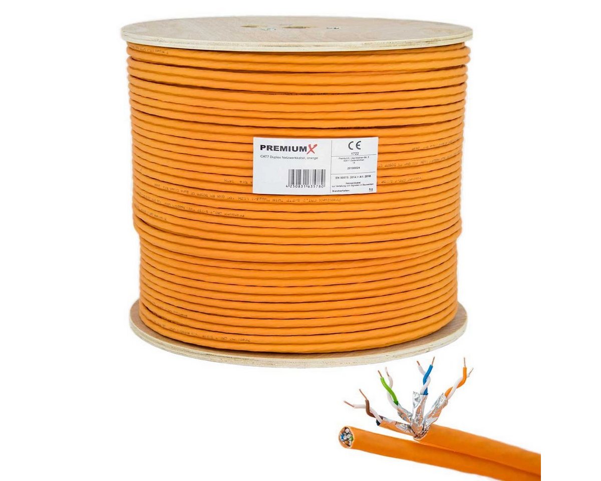 PremiumX 100m CAT 7 Netzwerkkabel Duplex LAN Kabel Ethernet Datenkabel Computer-Kabel von PremiumX