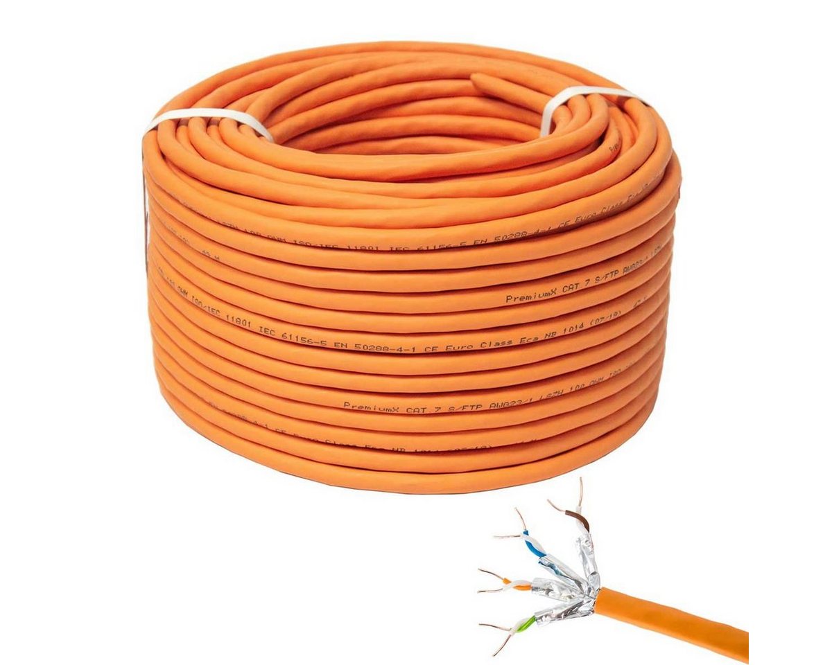 PremiumX 100m CAT 7 Netzwerkkabel Simplex LAN Kabel Ethernet Datenkabel Computer-Kabel von PremiumX