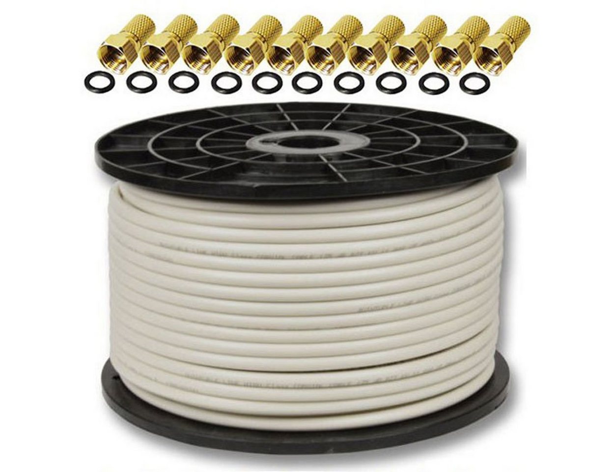PremiumX 100m DELUXE PRO Koaxial Kabel 135dB 5-Fach reines Kupfer 10 F-Stecker SAT-Kabel PremiumX 100m DELUXE PRO Koaxial Kabel 135dB 5-Fach reines Kupfer 10 F-Stecker SAT-Kabel von PremiumX