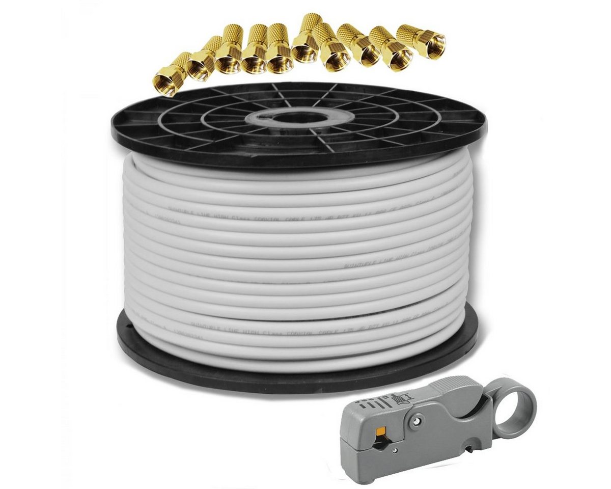 PremiumX 100m Koaxial Kabel 135dB 5-fach REINES KUPFER Abisolierer F-Stecker SAT-Kabel PremiumX 100m Koaxial Kabel 135dB 5-fach REINES KUPFER Abisolierer F-Stecker SAT-Kabel von PremiumX