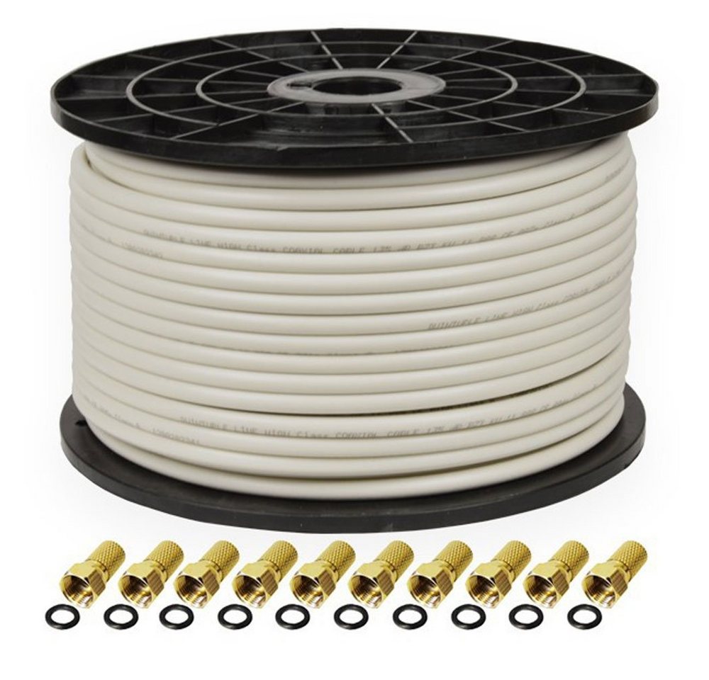PremiumX 100m Sat Koaxial Kabel 135dB 5-fach Kupfer-Stahl 10x F-Stecker SAT-Kabel PremiumX 100m Sat Koaxial Kabel 135dB 5-fach Kupfer-Stahl 10x F-Stecker SAT-Kabel von PremiumX