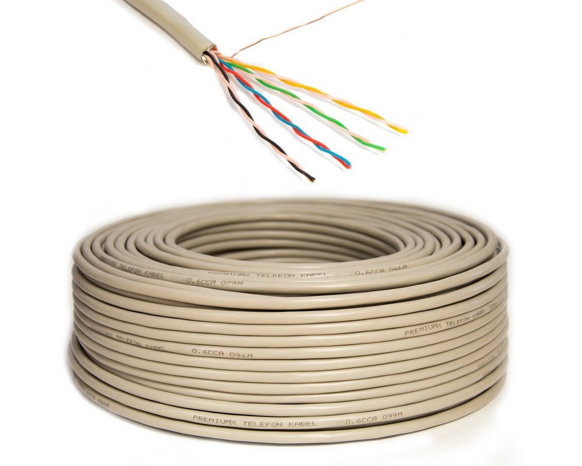 PremiumX 100m Telefonkabel 4x2x0,6mm J-Y(ST)Y Telefonleitung 8-Adern Installationskabel von PremiumX