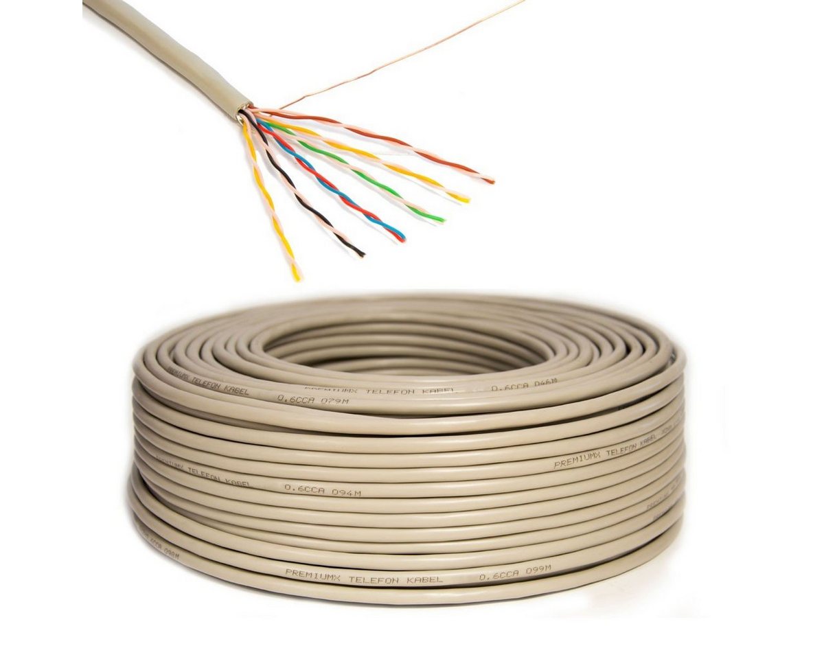 PremiumX 100m Telefonkabel 6x2x0,6mm J-Y(ST)Y Telefonleitung 12-Adern Installationskabel von PremiumX