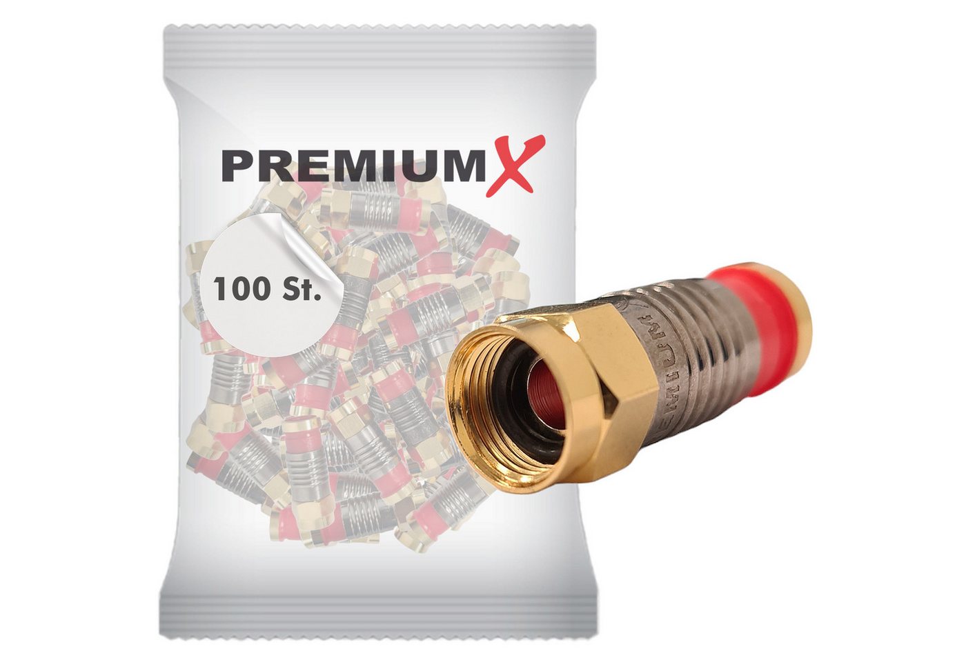 PremiumX 100x Kompressionsstecker XCon G5 F-Kompressionstecker 7 bis 7,5mm SAT-Kabel PremiumX 100x Kompressionsstecker XCon G5 F-Kompressionstecker 7 bis 7,5mm SAT-Kabel von PremiumX