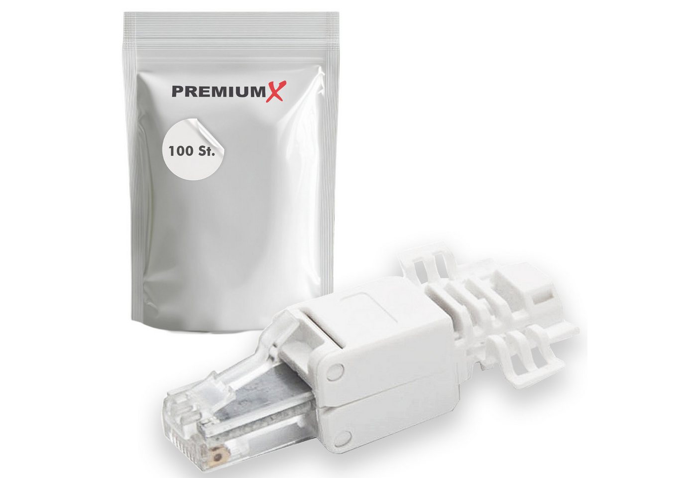 PremiumX 100x Netzwerkstecker CAT6A RJ45 CAT6 CAT7 CAT7A Adapter werkzeuglos Netzwerk-Adapter von PremiumX