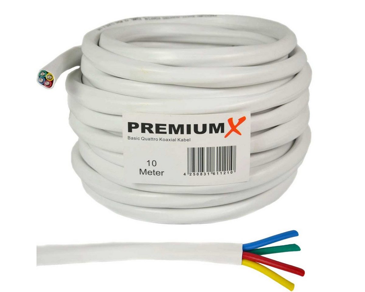 PremiumX 10m Basic Quattro Koaxial SAT Kabel 90dB 2-Fach geschirmt Weiß TV-Kabel PremiumX 10m Basic Quattro Koaxial SAT Kabel 90dB 2-Fach geschirmt Weiß TV-Kabel von PremiumX