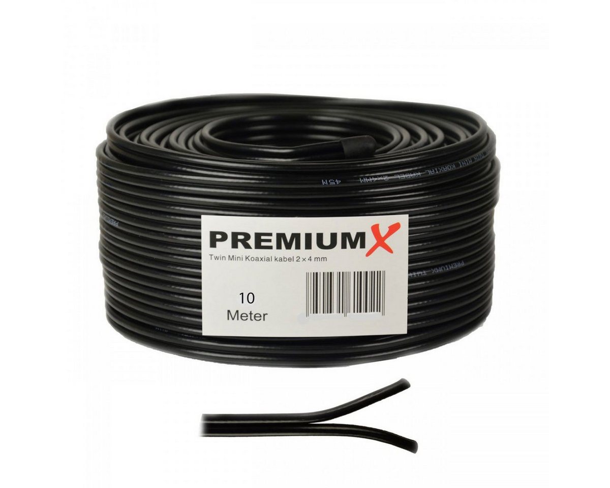 PremiumX 10m Sat Koaxial Kabel Twin Mini 2x 4mm Schwarz Antennenkabel 2-fach TV-Kabel PremiumX 10m Sat Koaxial Kabel Twin Mini 2x 4mm Schwarz Antennenkabel 2-fach TV-Kabel von PremiumX