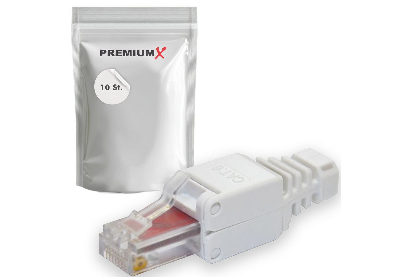 PremiumX 10x CAT 6 Netzwerkstecker CAT6 CAT5e RJ45 werkzeuglos LAN PC Ethernet Netzwerk-Adapter von PremiumX