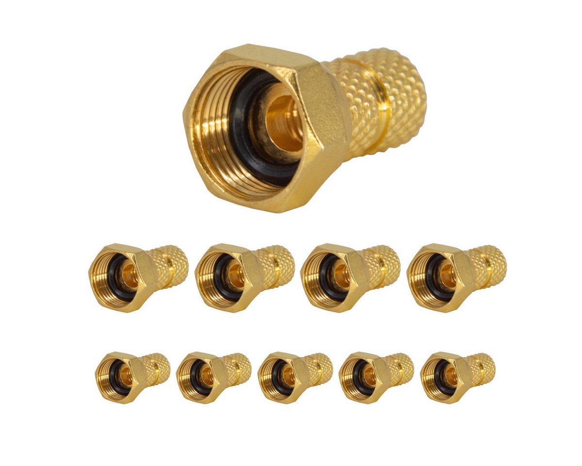 PremiumX 10x F-Stecker 4mm schraubbar 4,0 mm Aufdrehstecker Gold mit Dichtring TV-Adapter PremiumX 10x F-Stecker 4mm schraubbar 4,0 mm Aufdrehstecker Gold mit Dichtring TV-Adapter von PremiumX
