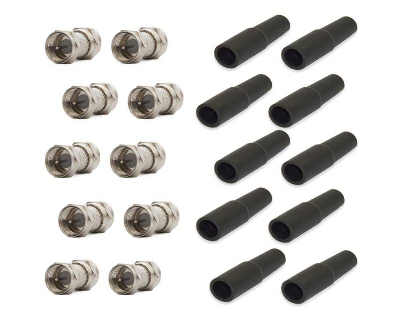 PremiumX 10x F-Stecker Adapter F-Doppelstecker Verbinder + 10x Gummidichtung Modulkabel von PremiumX