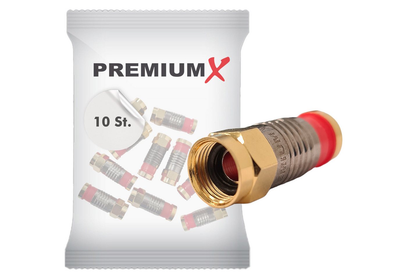 PremiumX 10x Kompressionsstecker XCon G5 F-Kompressionsstecker 7 bis 7,5mm SAT-Kabel PremiumX 10x Kompressionsstecker XCon G5 F-Kompressionsstecker 7 bis 7,5mm SAT-Kabel von PremiumX