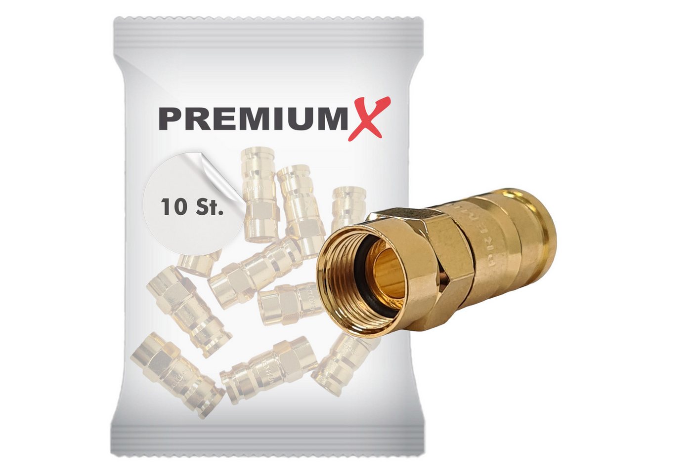 PremiumX 10x Kompressionsstecker XCon G6 F-Kompressionsstecker 7 bis 7,5mm SAT-Kabel PremiumX 10x Kompressionsstecker XCon G6 F-Kompressionsstecker 7 bis 7,5mm SAT-Kabel von PremiumX