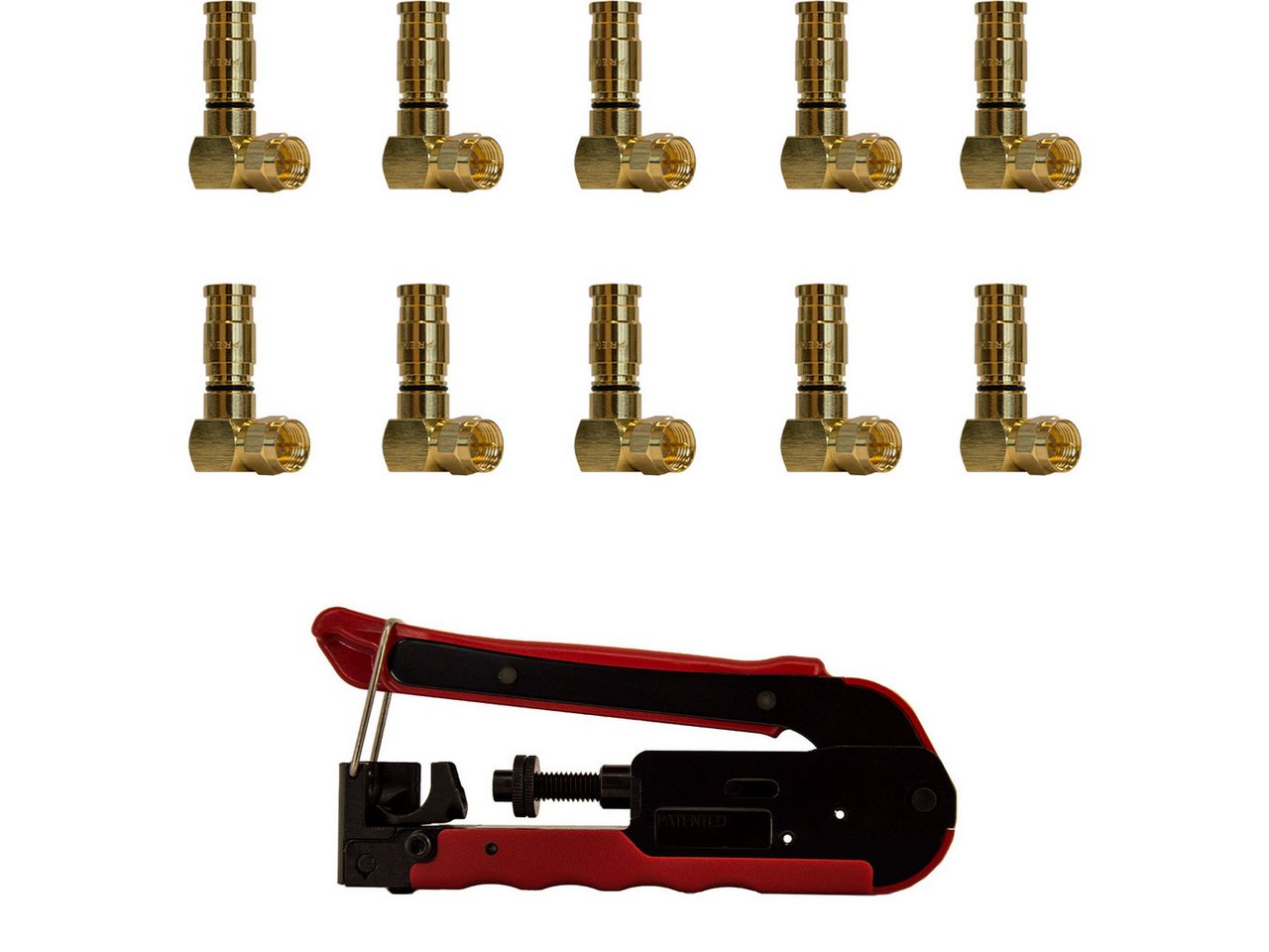 PremiumX 10x XCon G1-90 Kompressionsstecker Winkelstecker 1x Kompressionszange Modulkabel PremiumX 10x XCon G1-90 Kompressionsstecker Winkelstecker 1x Kompressionszange Modulkabel von PremiumX