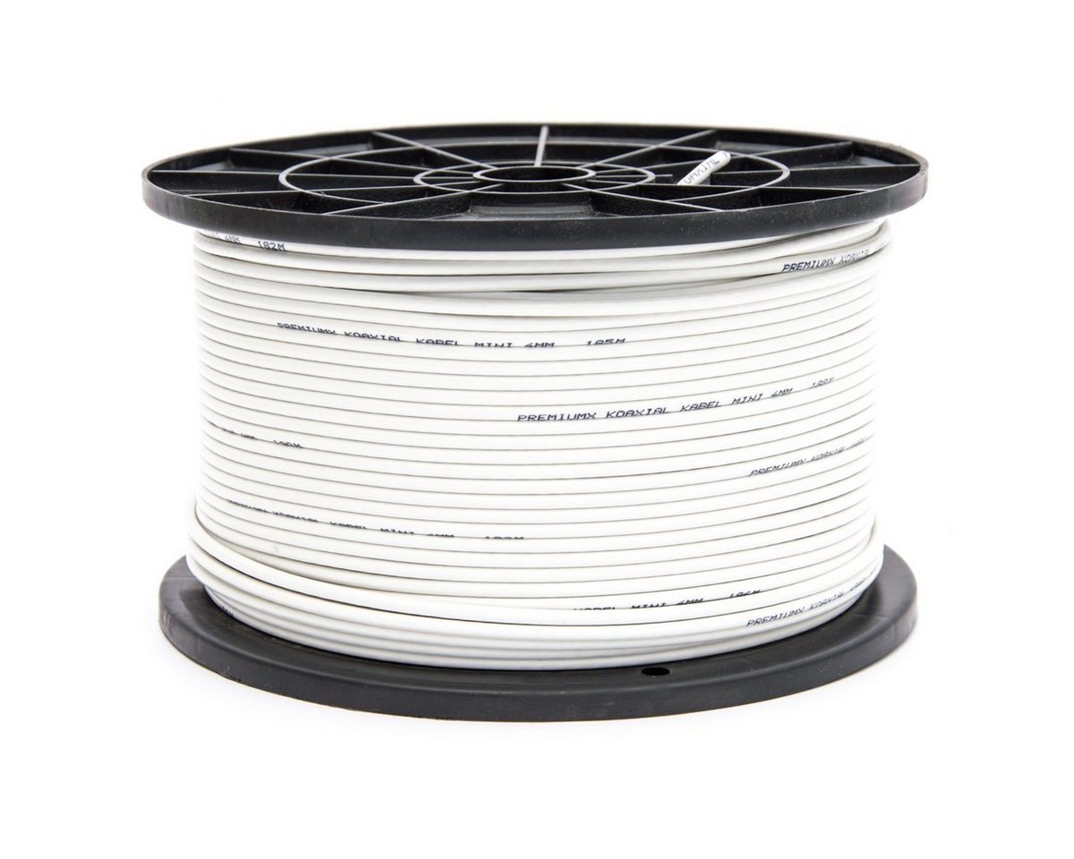 PremiumX 200m Mini Koaxial Sat Kabel 4mm Weiß Koax Antennenkabel 2-fach TV-Kabel PremiumX 200m Mini Koaxial Sat Kabel 4mm Weiß Koax Antennenkabel 2-fach TV-Kabel von PremiumX