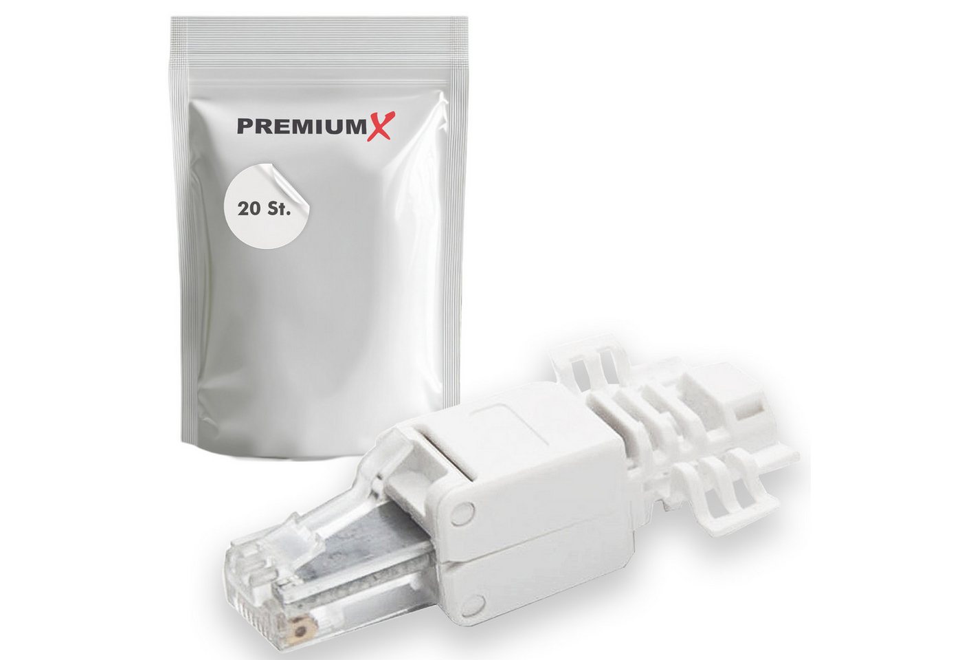 PremiumX 20x CAT 6A Netzwerkstecker CAT6 CAT7 CAT7A RJ45 werkzeuglos Ethernet Netzwerk-Adapter von PremiumX