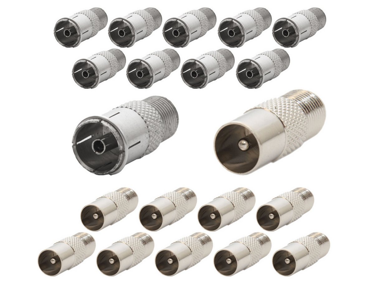 PremiumX 20x F-Quickstecker TV Koaxkabel Verbinder (10x weiblich 10x männlich) Modulkabel von PremiumX