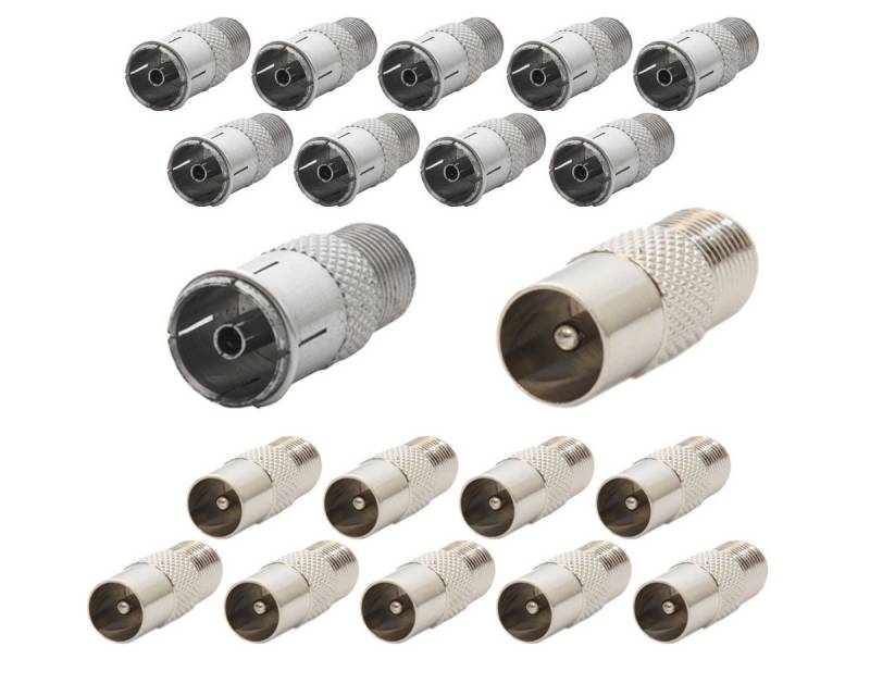 PremiumX 20x F-Quickstecker TV Koaxkabel Verbinder (10x weiblich 10x männlich) Modulkabel von PremiumX