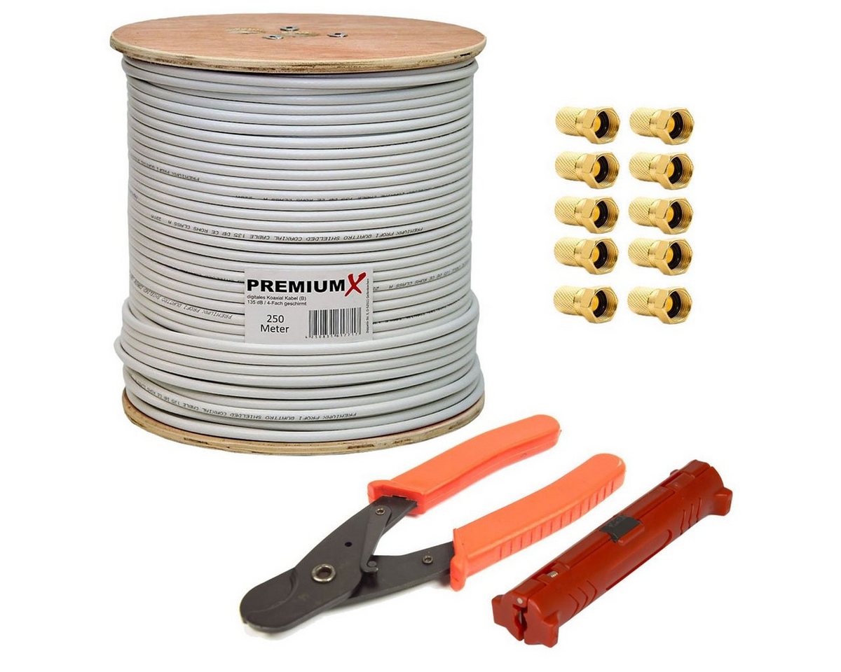 PremiumX 250m BASIC Koaxialkabel 135dB 4-fach SAT Koax Kabel Montage-Set SAT-Kabel PremiumX 250m BASIC Koaxialkabel 135dB 4-fach SAT Koax Kabel Montage-Set SAT-Kabel von PremiumX