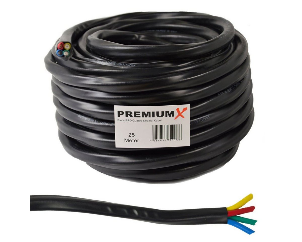 PremiumX 25m Basic PRO Quattro Koaxial SAT Kabel 90dB 2-Fach Schwarz TV-Kabel PremiumX 25m Basic PRO Quattro Koaxial SAT Kabel 90dB 2-Fach Schwarz TV-Kabel von PremiumX