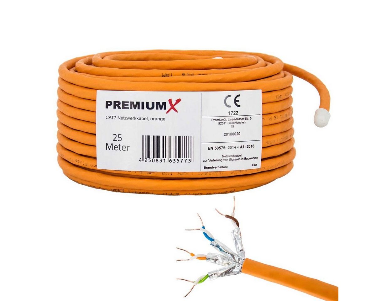 PremiumX 25m CAT 7 Netzwerkkabel Simplex LAN Kabel Ethernet Datenkabel Computer-Kabel von PremiumX